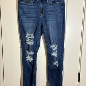 Judy Blue‎ Dark Blue Distressed Skinny Jeans Size 7/28